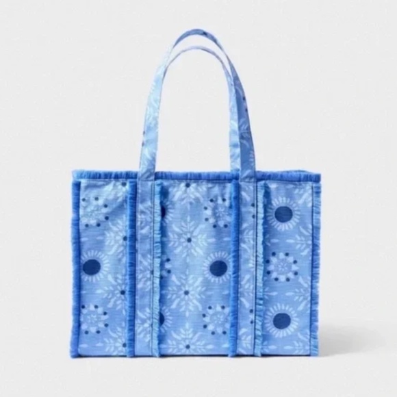 Roller Rabbit Handbags - Roller Rabbit x Target Star Medallion Fringe Canvas Tote Beach Bag IN HAND